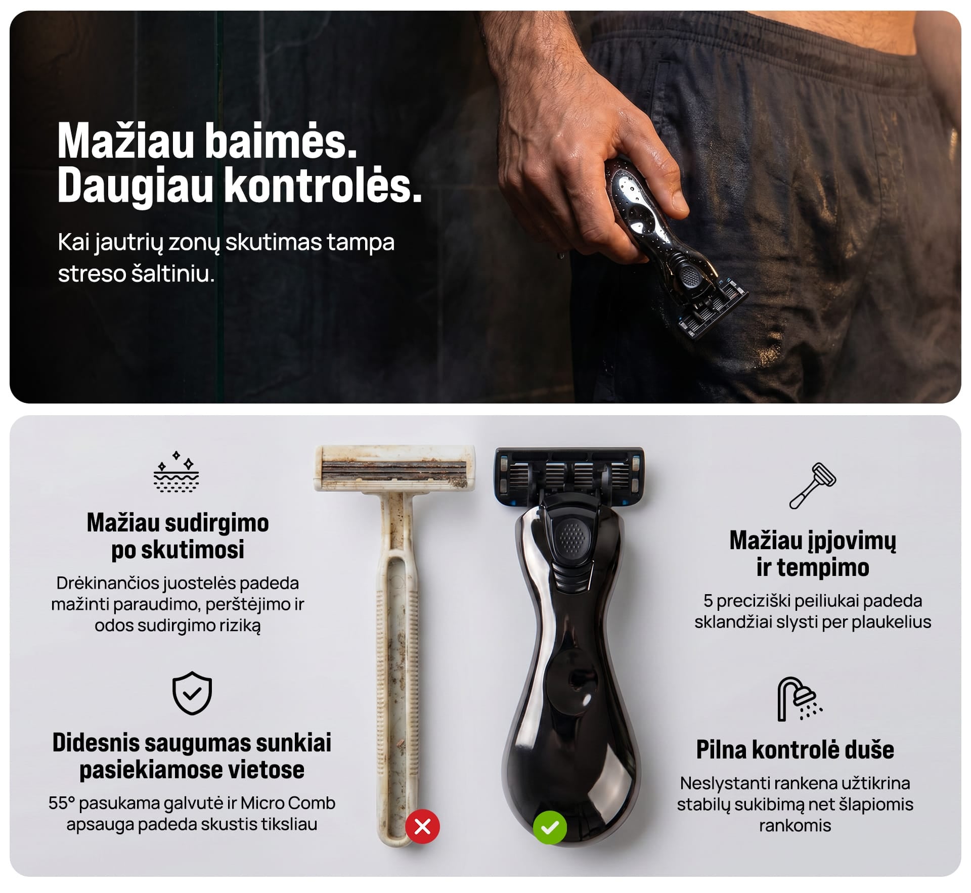 Underblade Shaver peiliukai — privalumai